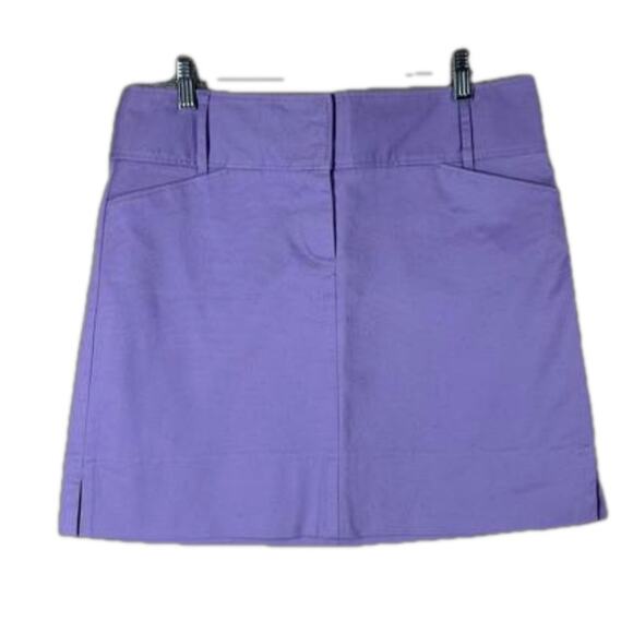 Ann Taylor LOFT Lot of 2 Mini Shift Skirts Purple Lime Green Pockets Sz 8 Office - Picture 2 of 16